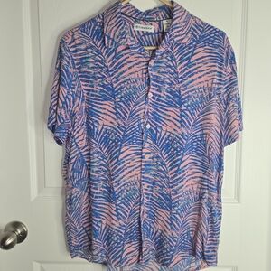Columbia Men's Pink and Blue Tropical Shirt